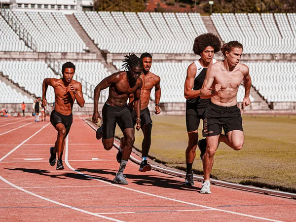 Hardloper op een atletiekbaan